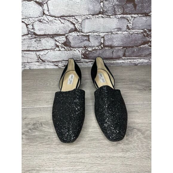 Jimmy Choo London Black Suede Leather Sparkle D’ Orsay Flats Women’s 42EU/11M US - Picture 4 of 16